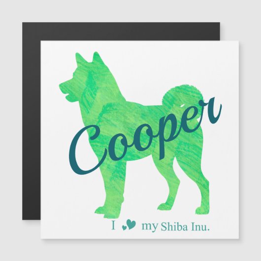 Carte Magnétique Personalized Cute Pastel Green Shiba Inu - Dog (Devant / Derrière)