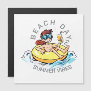 Carte Magnétique Personnage de dessin animé de jour de plage sur bo