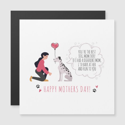 Carte Magnétique Personnalisé Meilleur Chien Maman Joyeuse Fête des (Devant / Derrière)