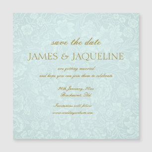Carte Magnétique Personnaliser la date de mariage à l'aquarelle ble