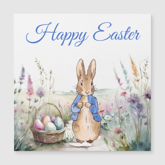 Carte Magnétique Peter le lapin Joyeux Pâques (Devant)