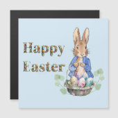 Carte Magnétique Peter le lapin Joyeux Pâques (Devant / Derrière)