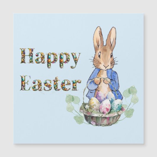 Carte Magnétique Peter le lapin Joyeux Pâques (Devant)