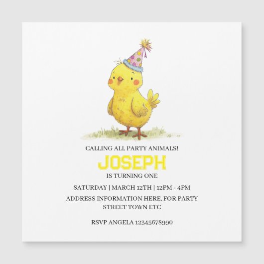 Carte Magnétique Petite ferme de poussins Anniversaire poulet (Devant)