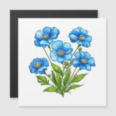 Carte Magnétique Petites fleurs bleues (Devant / Derrière)