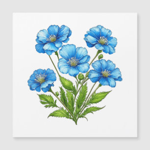Carte Magnétique Petites fleurs bleues