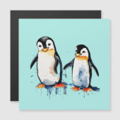 Carte Magnétique Petits pingouins mignons (Devant / Derrière)