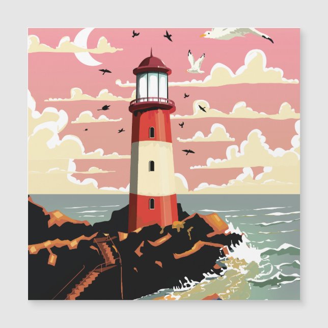 Carte Magnétique Phare vintage (Devant)