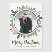 Carte magnétique photo Chic Holly Christmas Wreath (Devant)