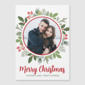 Carte magnétique photo Chic Red Holly Christmas Wr (Devant)