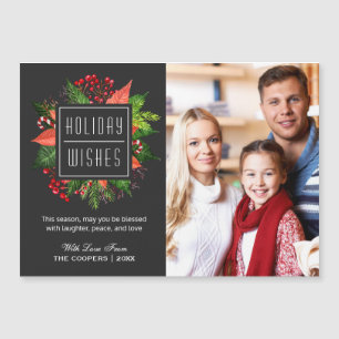 Carte magnétique photo Christmas Holly Berries