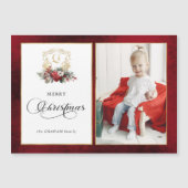 Carte Magnétique Photo classique de Noël Floral Crest (Devant)