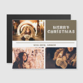 Carte Magnétique Photo Collage moderne Joyeux Noël (Devant / Derrière)