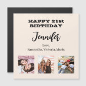 Carte Magnétique Photo d'anniversaire meilleurs amis crème beige ai (Devant / Derrière)