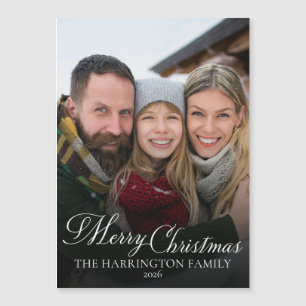 Carte Magnétique Photo de famille Elegant Script Joyeux Noël 2026