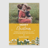 Carte Magnétique Photo de famille Keepsaké Festif de Noël rustique (Devant)