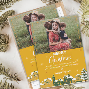 Carte Magnétique Photo de famille Keepsaké Festif de Noël rustique