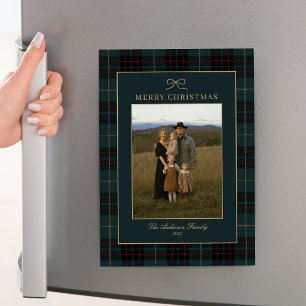 Carte magnétique photo de Noël à carreaux tartan c