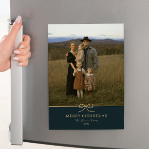 Carte magnétique photo de Noël avec un élégant nœu
