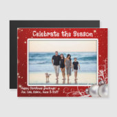 Carte magnétique photo de Noël rouge (Devant / Derrière)