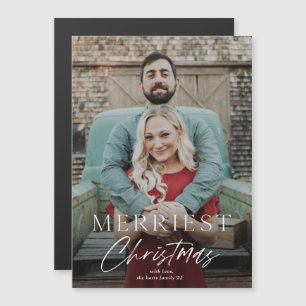 Carte magnétique photo de Noël Script Merriest Chr