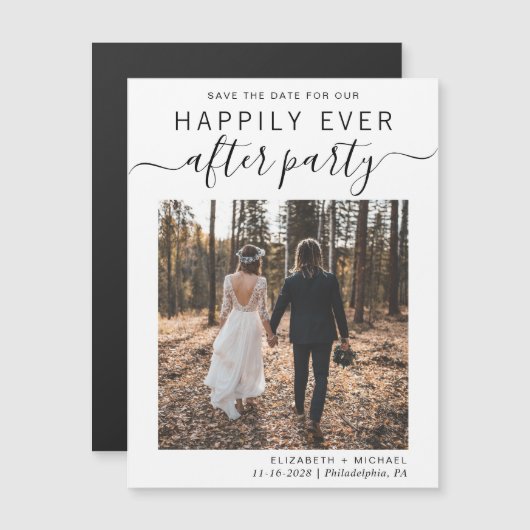 Carte Magnétique Photo de réception de mariage Enregistrer la date (Devant / Derrière)