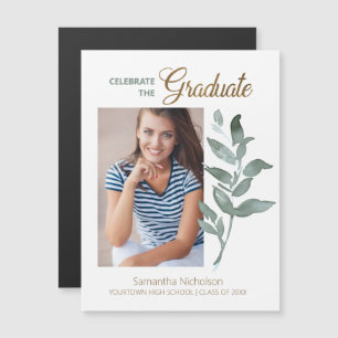 Carte Magnétique Photo de remise des diplômes aux feuilles vertes b