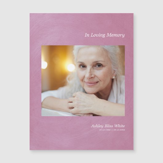 Carte Magnétique Photo Dear One Remember Mauve Faux Metallic Effect (Devant)