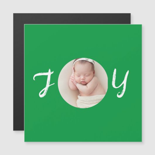 CARTE MAGNÉTIQUE PHOTO FAMILIALE DE NOËL MODERNE (Devant / Derrière)