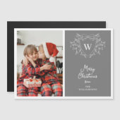 Carte magnétique photo gris et blanc (Devant / Derrière)