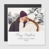 Carte Magnétique Photo Joyeux Noël blanc moderne (Devant / Derrière)