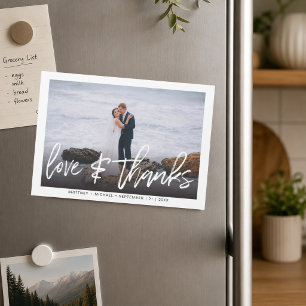 Carte Magnétique Photo Mariage Love & Thanks Lettre Main Remercieme