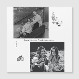 Carte Magnétique Photo minimaliste d'art noir et blanc Noël