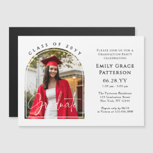 Carte Magnétique Photo Modern Arch Graduate Script Graduate Party