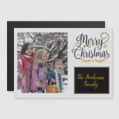 Carte magnétique photo moderne Black & Gold de Noë (Devant / Derrière)