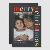 Carte magnétique photo moderne colorée Joyeux Noël (Devant / Derrière)
