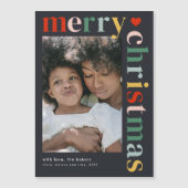 Carte magnétique photo moderne colorée Joyeux Noël (Devant)