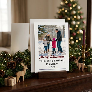 Carte Magnétique PHOTO Noël familial Fêtes Minimal Personnaliser