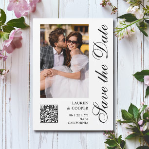 Carte Magnétique Photo Noir Blanc QR Script Enregistrer la Date