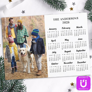 Carte Magnétique Photo personnalisée 2026 et nom de famille Calendr