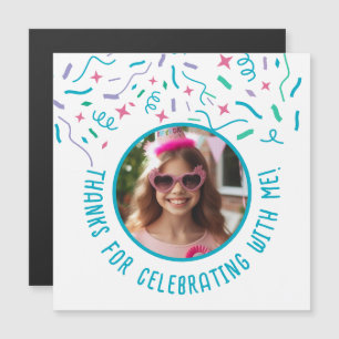 Carte Magnétique Photo personnalisée Confetti Anniversaire Merci de