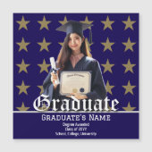 Carte Magnétique Photo personnalisée, Golden Stars Graduation Faire (Devant)
