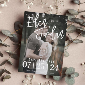 Carte Magnétique Photo Wedding Enregistrer l'aimant Date | Faux Vel