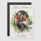 Carte Magnétique Photos de famille multiples Feuilles verts Joyeux  (Devant / Derrière)