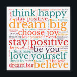 Carte Magnétique Phrases positives Motif WordArt Multicolor Blanc<br><div class="desc">Typographie colorée de phrases excitantes pour envoyer quelqu'un avec ce motif WordArt dans des couleurs multicolores de rouge,  jaune,  orange,  turquoise et violet avec des citations motivationnelles,  Croyez,  Choisissez la joie,  Penser Heureux,  Rêver Gros,  Restez Positif,  Aimez-vous et Soyez vous,  sur un arrière - plan blanc.</div>