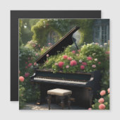 Carte Magnétique Piano en Fleur - peinture jardin (Devant / Derrière)