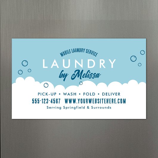Carte Magnétique Pick-Up Laundry Service Blue & White Magnetic Card