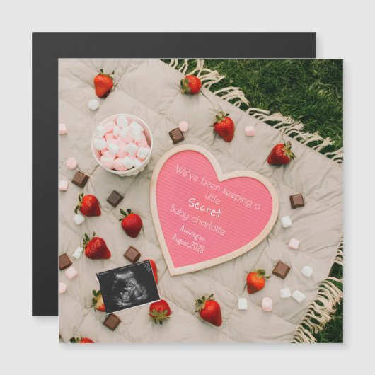 Carte Magnétique  Picnic Pregnancy Announcement Outdoor reveal gift (Devant / Derrière)