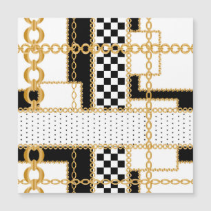 Carte Magnétique Pierres précieuses, chaînes d'or, motif sans soudu