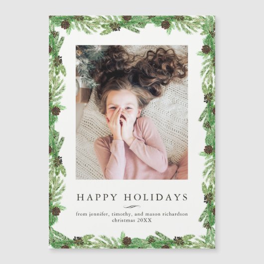 Carte Magnétique Pine de vacances | Photo de Noël (Devant)